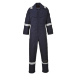 Navy Flame Resistant Anti-Static Coverall Hi-Vis Strips Size Large Regular