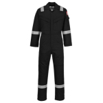 Black Flame Resistant Anti-Static Coverall Hi-Vis Strips Size Medium Regular
