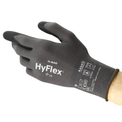 Ansell HyFlex 11-840 Industrial Foam Coated Work Gloves Size 7 S Black