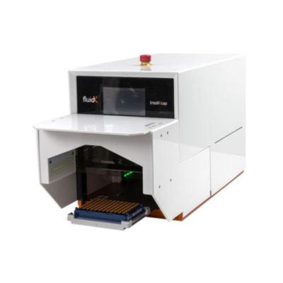 FluidX IntelliXcap Automated Acoustic Cap Decapper 96-format with verification camera for use with E