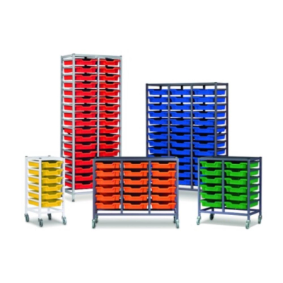 Gratnells Treble Column Adjustable Trolley 850mm Silver with 75mm Castors