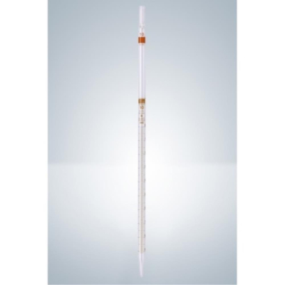Hirschmann glass pipette class B 1.0ml with brown 0.01ml graduations