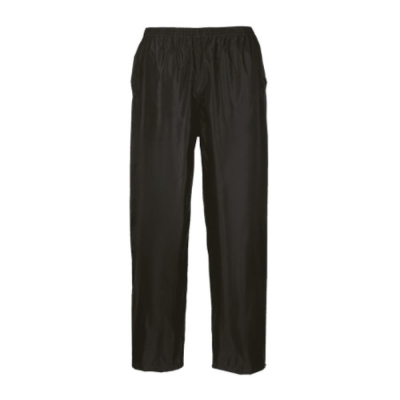 Black Adult Rain Trousers 100% Polyester PVC Coated Size Large