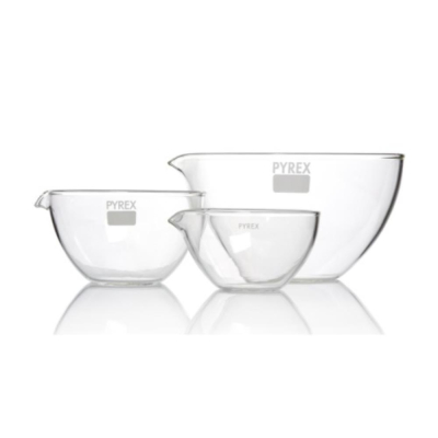 PYREX Flat Bottom Curved Side Evaporating Dish with Spout 15mL