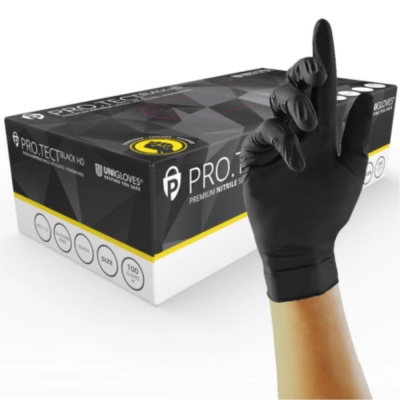 UNIGLOVES H/D Black Nitrile Gloves size Large