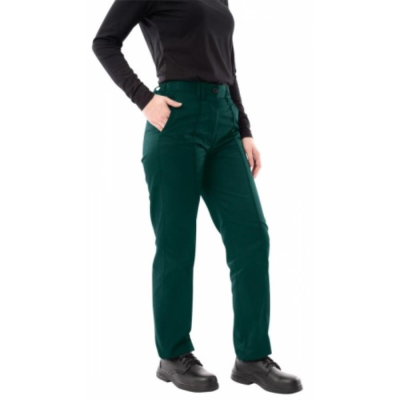 Ladies Bottle Green Polyester Cotton Work Trousers Size 16 Regular Leg