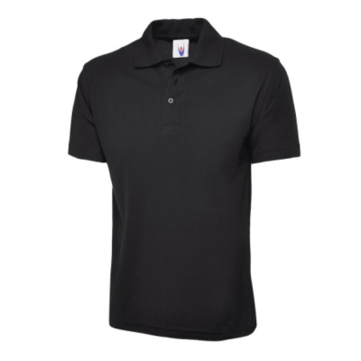 Black Unisex Polo Shirt 50% Polyester 50% Cotton Size XLarge