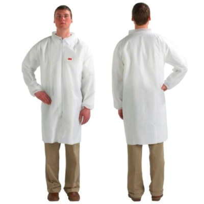 3M 4400 Lab Coat+Zip White
